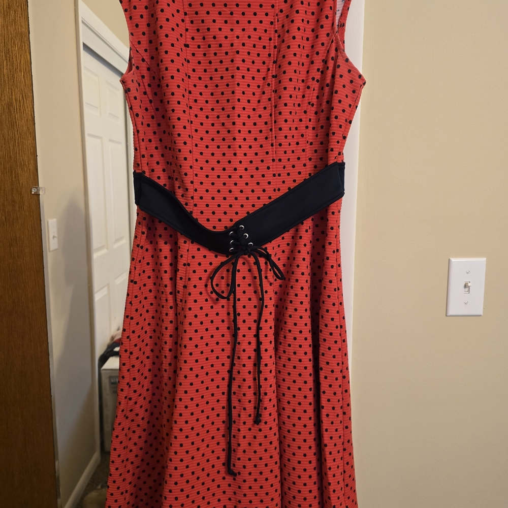 Danny & Nicole Red Dress with Black Polka Dots
